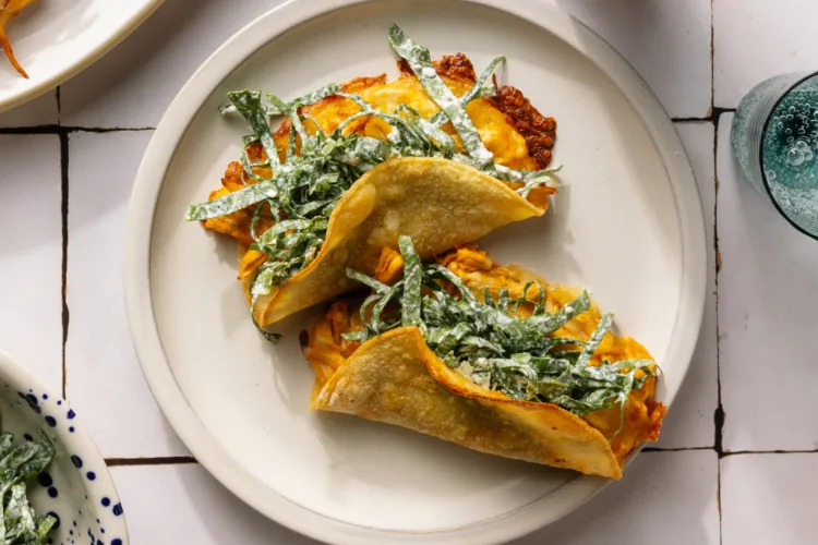 How to make crispy Buffalo chicken tacos with collard slaw and a protein-packed ranch dressing